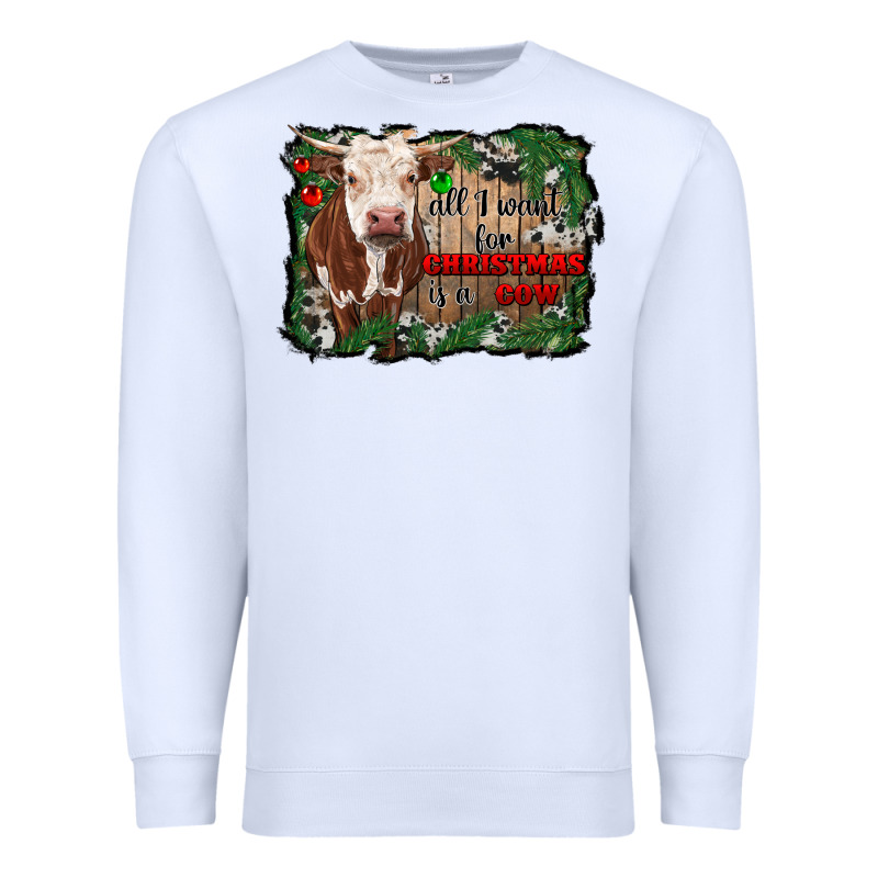 All I Want For Christmas Is A Cow Cowhide Premium Sweatshirt by RanaPortraitStore | Teevron