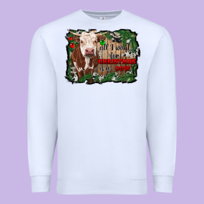 All I Want For Christmas Is A Cow Cowhide Premium Sweatshirt Designed By Ranaportraitstore