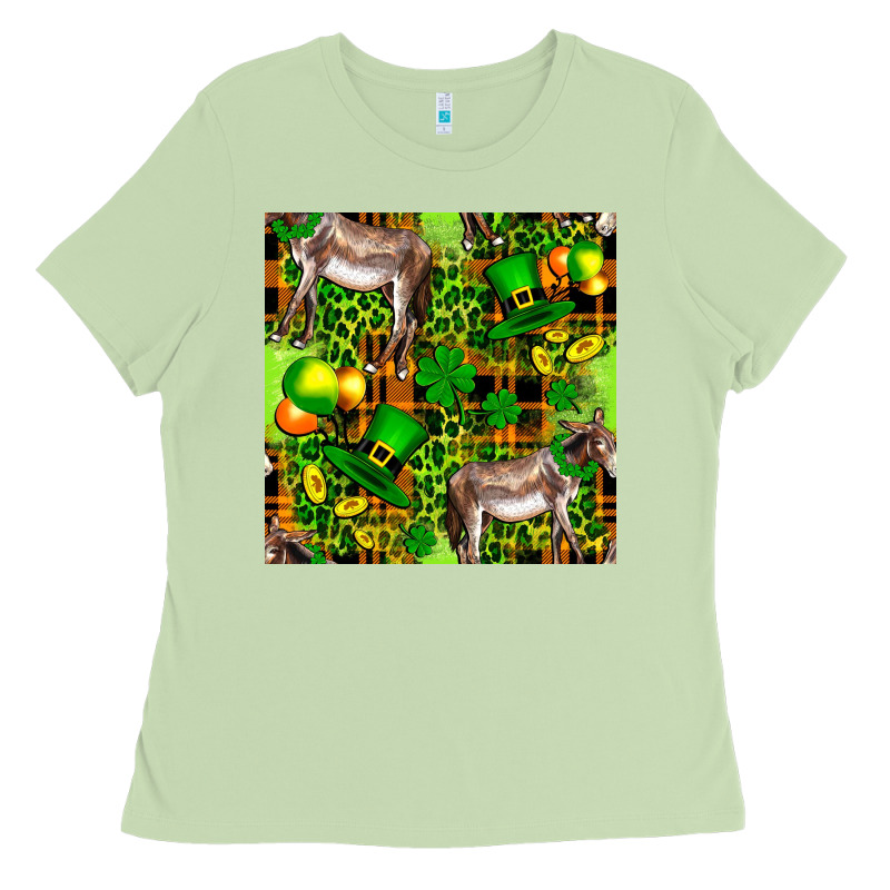 St. Patrick's Donkey With Leprechaun Ladies Tee by FaDigitalArtStudio | Teevron