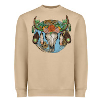 Mushroom floral feather bull skull Heavyweight Sweatshirt - JahusDesignShop