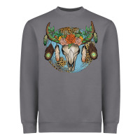 Storm floral feather bull skull Heavyweight Sweatshirt - JahusDesignShop