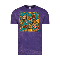Cloud Purple american football winner cup and helmet seamless pattern Vintage Tee - BundleAndBundleShop
