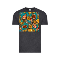 Vintage Black american football winner cup and helmet seamless pattern Vintage Tee - BundleAndBundleShop