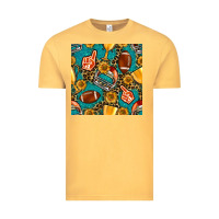 Vintage Mustard american football winner cup and helmet seamless pattern Vintage Tee - BundleAndBundleShop
