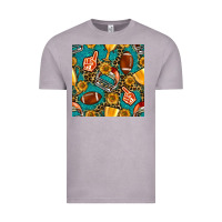 American Football Winner Cup And Helmet Seamless Pattern Vintage Tee | Teevron