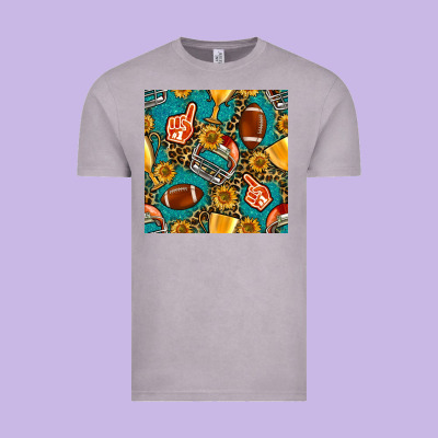 American Football Winner Cup And Helmet Seamless Pattern Vintage Tee Designed By Bundleandbundleshop