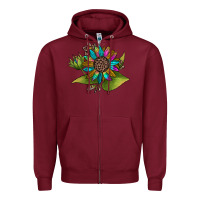 Burgundy western sunflower Zipper Hoodie - JahusDesignShop