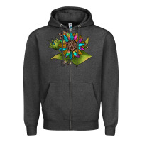 Charcoal Heather western sunflower Zipper Hoodie - JahusDesignShop