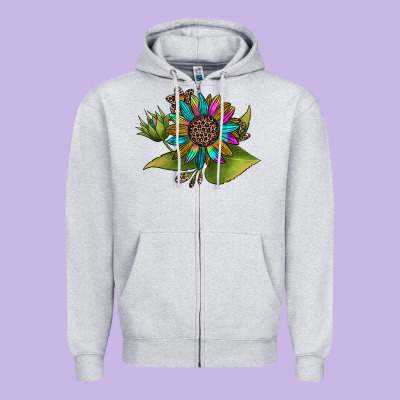 Western Sunflower Zipper Hoodie Designed By Jahusdesignshop