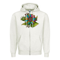 Oatmeal Heather western sunflower Zipper Hoodie - JahusDesignShop