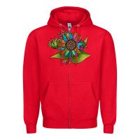 Red western sunflower Zipper Hoodie - JahusDesignShop