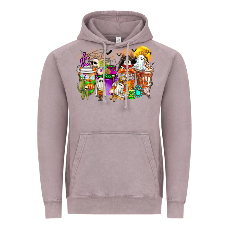 Halloween Western Boo Coffee Cups Vintage Hoodie by CowhideDigitalArt | Teevron