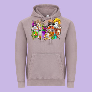 Halloween Western Boo Coffee Cups Vintage Hoodie Designed By Cowhidedigitalart