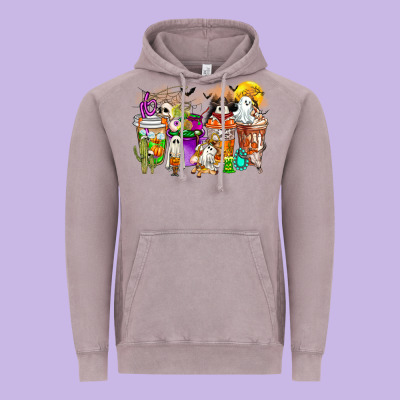 Halloween Western Boo Coffee Cups Vintage Hoodie Designed By Cowhidedigitalart