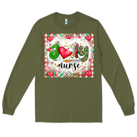 Army Green Joly Nurse Long Sleeve Tee - CowhideDigitalArt