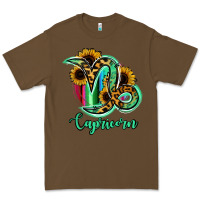 Cacao Capricorn Zodiac Sign Sunflower Leopard Serape Premium Tee - RanaPortraitStore