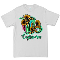 Dove Grey Capricorn Zodiac Sign Sunflower Leopard Serape Premium Tee - RanaPortraitStore