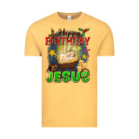 Vintage Mustard happy birthday jesus Vintage Tee - FaDigitalArtStudio