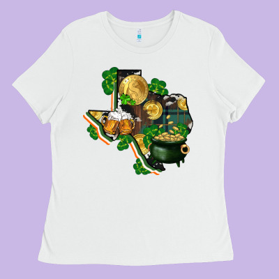 Texas Map St Patrick's Day Ladies Tee Designed By Fadigitalartstudio