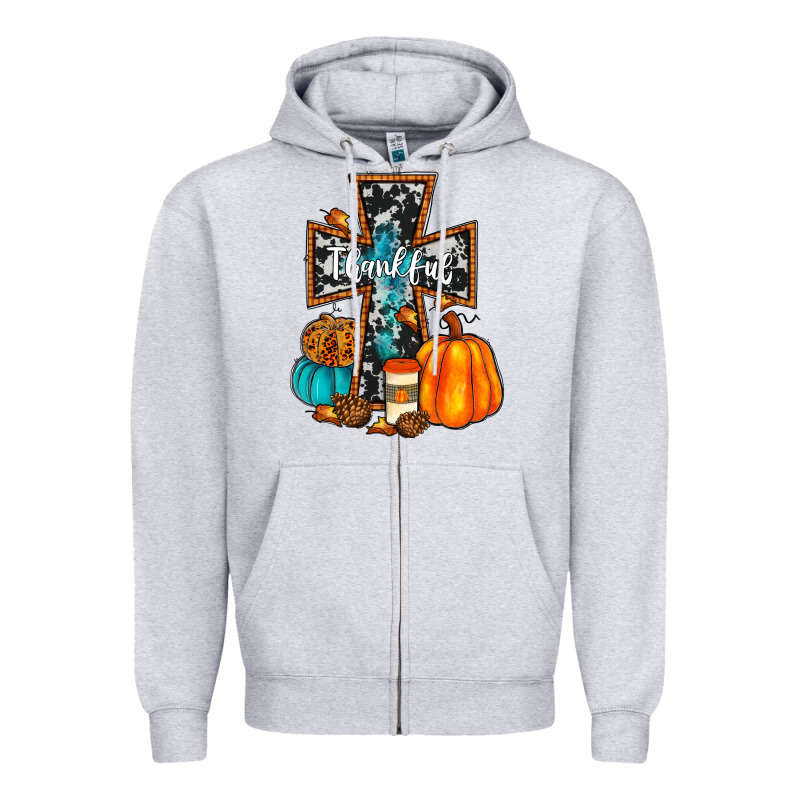 Thankful Cross Zipper Hoodie by JahusDesignShop | Teevron