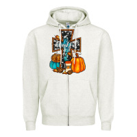 Oatmeal Heather thankful cross Zipper Hoodie - JahusDesignShop