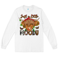 White Just a Little Moody Long Sleeve Tee - CowhideDigitalArt