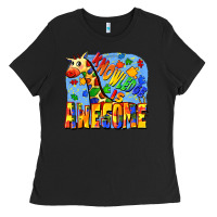 Knowledge Is Awesome Autism Giraffe Ladies Tee | Teevron
