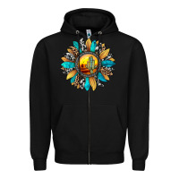 Black sunset sunflower Zipper Hoodie - JahusDesignShop