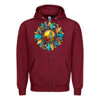 Burgundy sunset sunflower Zipper Hoodie - JahusDesignShop