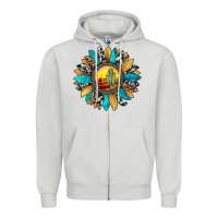 Dove Grey sunset sunflower Zipper Hoodie - JahusDesignShop