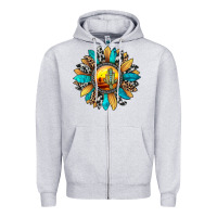 Heather Grey sunset sunflower Zipper Hoodie - JahusDesignShop