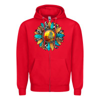 Red sunset sunflower Zipper Hoodie - JahusDesignShop