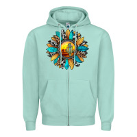 Seafoam sunset sunflower Zipper Hoodie - JahusDesignShop