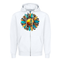 White sunset sunflower Zipper Hoodie - JahusDesignShop