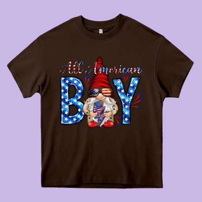 All American Boy With Gnome Heavy Core Tee Designed By Howdyjamesfarm