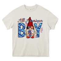 Cream All American boy with gnome Heavy Core Tee - HowdyJamesFarm
