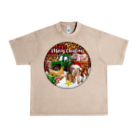 French Oak Merry Christmas Farm Animals Urban Heavy Tee - FaDigitalArtStudio