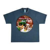 Midnight Navy Merry Christmas Farm Animals Urban Heavy Tee - FaDigitalArtStudio