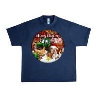 Navy Merry Christmas Farm Animals Urban Heavy Tee - FaDigitalArtStudio