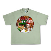 Oil Green Merry Christmas Farm Animals Urban Heavy Tee - FaDigitalArtStudio