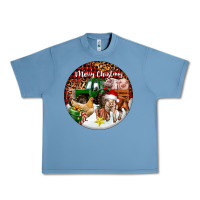 Pebble Blue Merry Christmas Farm Animals Urban Heavy Tee - FaDigitalArtStudio
