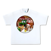 White Merry Christmas Farm Animals Urban Heavy Tee - FaDigitalArtStudio