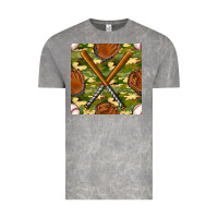 Cloud Rock baseball bat and gloves with camouflage seamless pattern Vintage Tee - BundleAndBundleShop