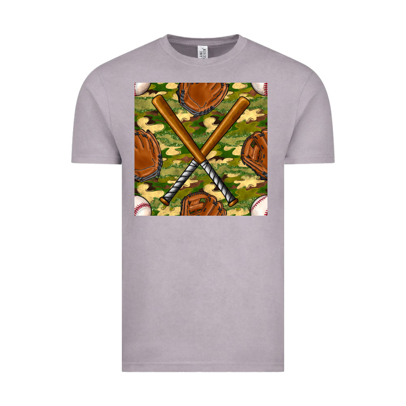 Baseball Bat And Gloves With Camouflage Seamless Pattern Vintage Tee by BundleAndBundleShop | Teevron