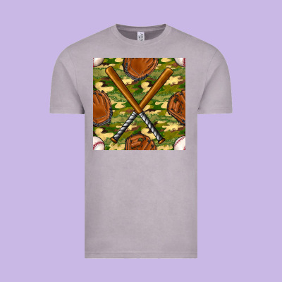 Baseball Bat And Gloves With Camouflage Seamless Pattern Vintage Tee Designed By Bundleandbundleshop