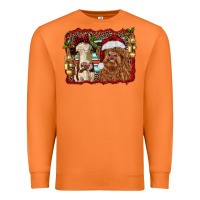 Carrot christmas heifer and highland cow with serape background Premium Sweatshirt - RanaPortraitStore