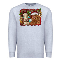 Heather Grey christmas heifer and highland cow with serape background Premium Sweatshirt - RanaPortraitStore