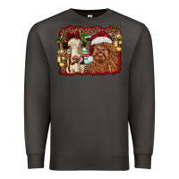 Smoke christmas heifer and highland cow with serape background Premium Sweatshirt - RanaPortraitStore