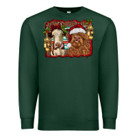 Sports Green christmas heifer and highland cow with serape background Premium Sweatshirt - RanaPortraitStore