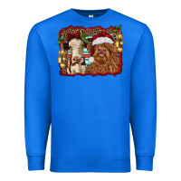 Christmas Heifer And Highland Cow With Serape Background Premium Sweatshirt | Teevron